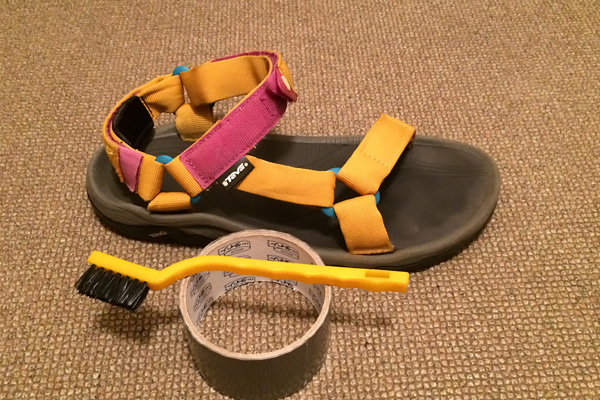 Brush then tape to clean Velcro